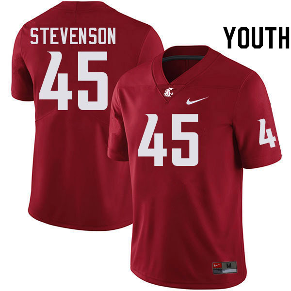 Youth #45 Raam Stevenson Washington State Cougars College Football Jerseys Stitched-Crimson